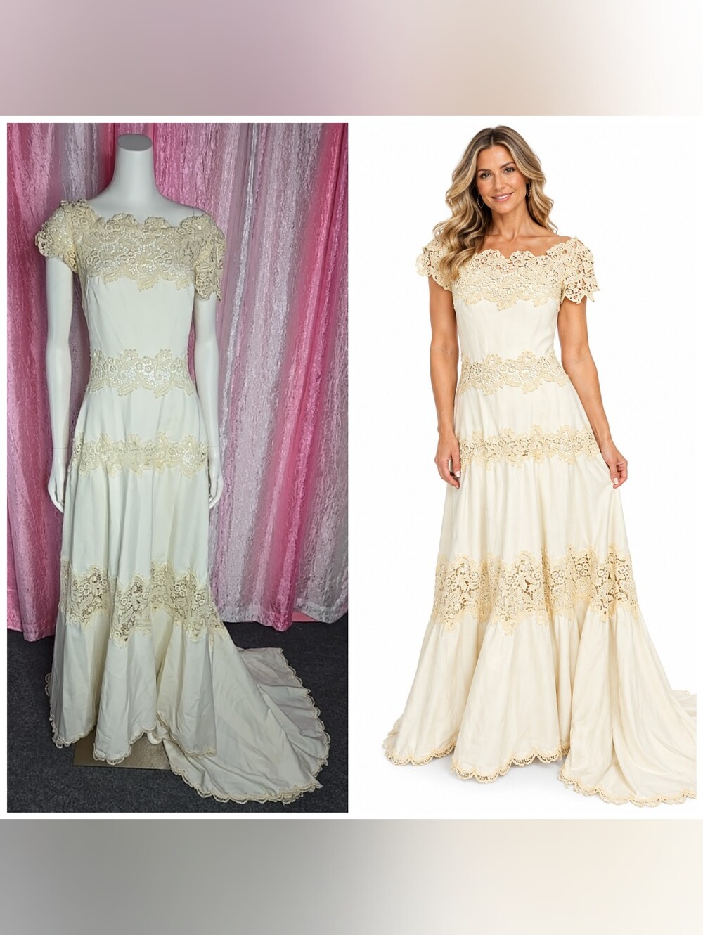 Handmade Cream Cottagecore Peasant Wedding Dress Size Small 2
